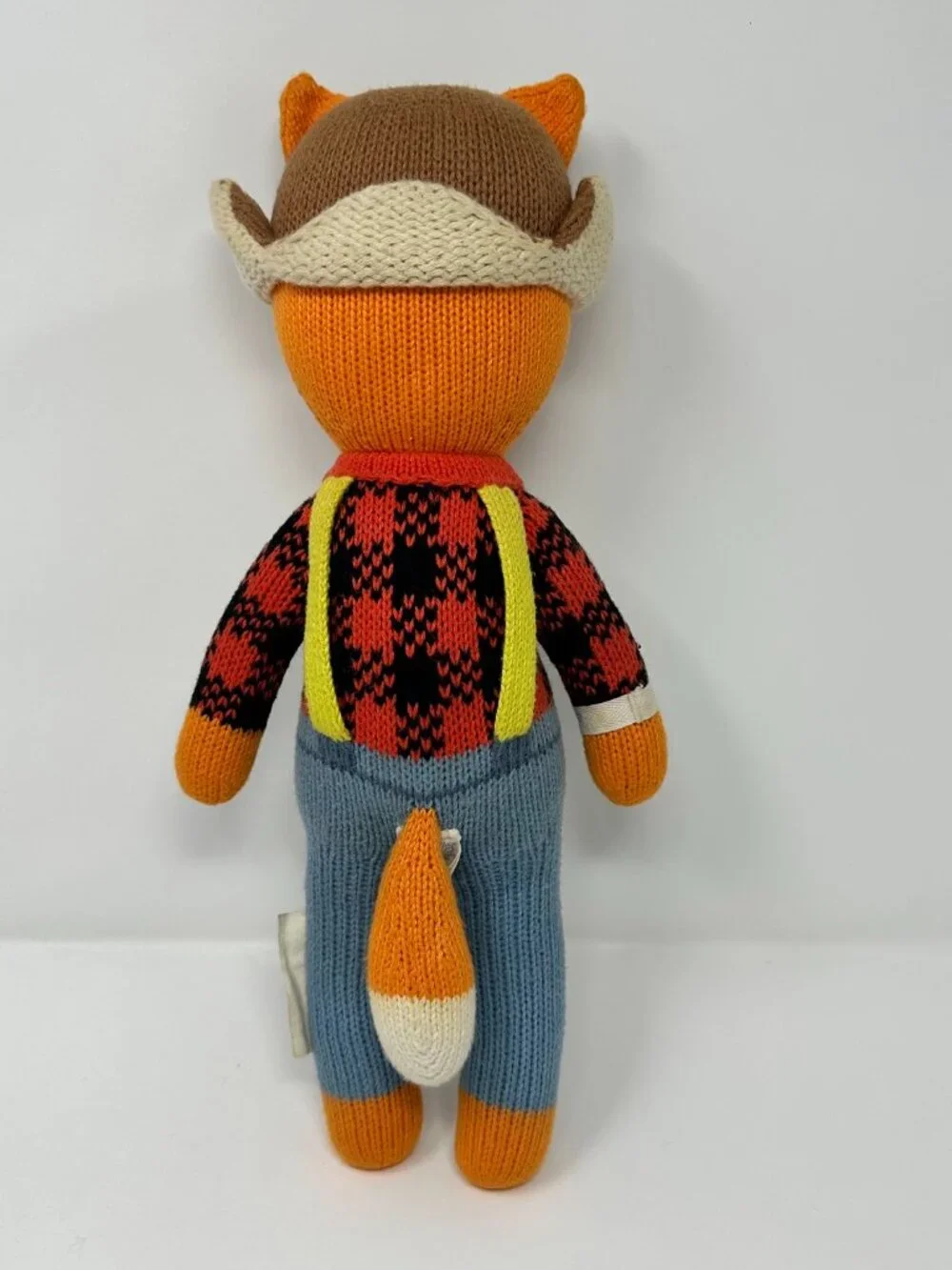 GUC Cuddle + Kind Wyatt Fox Lumberjack Knit 13” Plush Doll Handmade Peru Boho